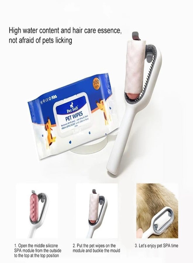 Kittupet pet hair Gravity long Haired Dog Brush, 100 Tissue Included, Pet Brush, Healing Brush, Slicker Brush, Cat Comb, Dog Comb, One Massage, Fur Cleaner, One Touch Removal, Grooming Expert, Combo Pack (Blue) - Image 3